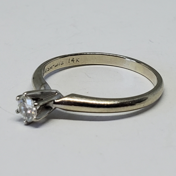Vintage Prism-Lite Diamond 14k White Gold Engagement Ring - Picture 2 of 12